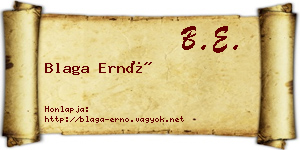 Blaga Ernő névjegykártya
